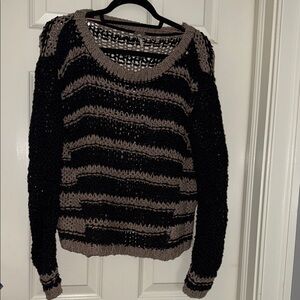 Free People Black and Brown Knit Sweater
